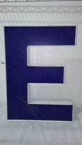 lot 426 image: LED Outdoor Lighted Letter E. Metal and Vinyl,