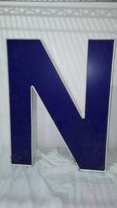 lot 431 image: LED Outdoor Lighted Letter N. Metal and Vinyl,