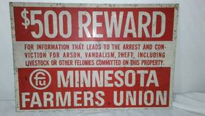 lot 436 image: Vintage MN Farmers Union Sign.
