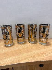 lot 18 image: Set of 4- 22K Fred Press Mid Mod Trojan Horse Glassess Signed