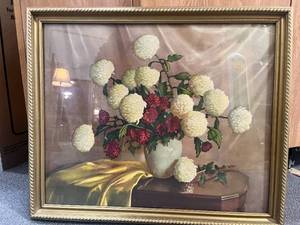lot 25 image: Beautiful Vintage Hydrangea and Carnation Print
