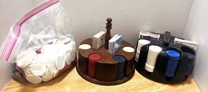 lot 47 image: Two Sets of Poker Chips and Cards