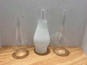 lot 53 image: Three Oil Lamp Chimneys