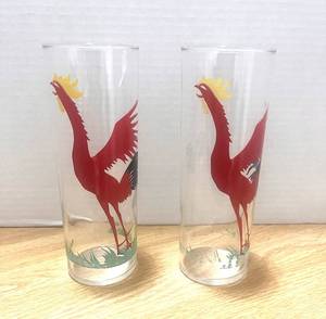 lot 56 image: 2 Federal Glass Crowing Red Rooster Tumblers