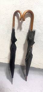 lot 62 image: Pair of Wooden Handled Umbrellas