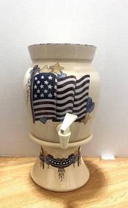 lot 70 image: Patriotic Beverage Dispenser Crock