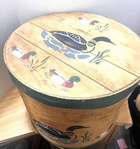 lot 68 image: Painted Wooden Cheese Box