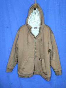 Wrangler Workwear Mens Brown Sherpa Lined Heavy Full Zip Hoodie Jacket - Size XL