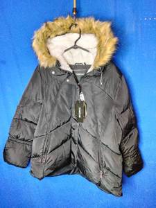 Bebe Womens Faux Fur-Lined Short Puffer Jacket - Size XL - Black