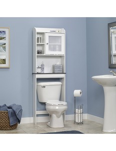 Sauder Caraway Etagere with SlateLook Accent - White