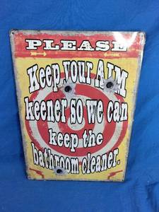 New Keep Your Aim Keener Tin Sign