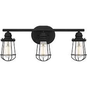 Hampton Bay Southbourne 3-Light Matte Black Pendant with Open Steel Cage Frame    Customer Returns See Pictures