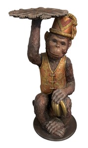 Tuscano Design Moroccan Monkey Butler Pedestal Sculpture