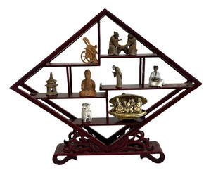 lot 115 image: Asian Style Shelf with Miniature Figurines