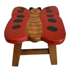 lot 150 image: Adorable Butterfly Motif Wooden Stool