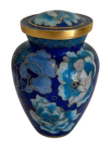 lot 165 image: Beautiful Blue Floral Cloisonn Urn
