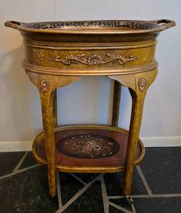 lot 32 image: Lovely Vintage Hand-Painted Occasional Table with Serving Tray
