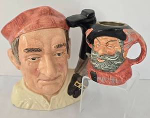 lot 40 image: Pair of Royal Doulton Toby Mugs including Royal Doulton The Bookmaker Toby Mug