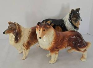 lot 124 image: Three Porcelain Collie Figures