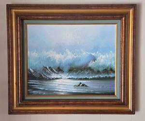 lot 125 image: Oil on Canvas Seascape Framed Painting