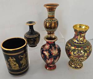 lot 136 image: International VaseMug Grouping, Including Cloisonne Offering