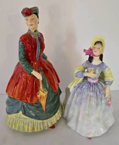 lot 189 image: Pair of Royal Doulton Porcelain Figures including Royal Doulton The Young Miss Nightingale HN 201
