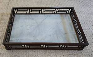 lot 190 image: Large Marble & Metal Tray