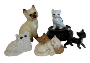 lot 252 image: Cute Cat Figurines by Royal Doulton, Stone Critters and More