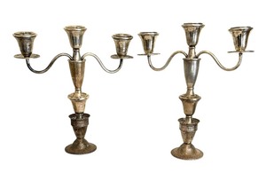 lot 269 image: Pair of Vintage Elegant Sterling Silver Weighted Candelabras