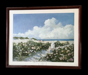 lot 227 image: Beautiful To The Beach Wall Oil Art Signed by Ray Ellis 1996 NY Graphic Society