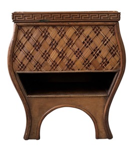 lot 222 image: Beautiful Small Wood and Woven Table  Top Opens
