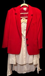 lot 216 image: Neiman Marcus Red Blazer and White Button-Down Shirt