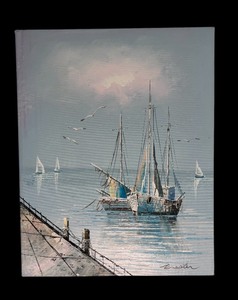 lot 98 image: Beautiful Canvas Seagulls, Sailboat and Water Wall Art