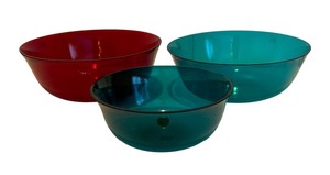 lot 291 image: Three Colorful Glass Bowls  Bowl Inserts