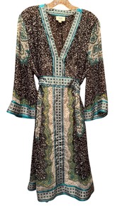 lot 473 image: ECI New York Sheer Blue, Black and Green Dress