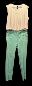 lot 464 image: Think Spring  Beautiful White Calvin Klein Shirt and Teal Pants by Line and Angel