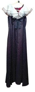 lot 81 image: Vintage Union Made ILGWU Workers Union Vintage Long Dress with Navy and White Polka Dot