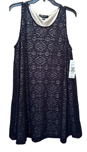 lot 462 image: Brand New Sharagano Dress with Taupe Liner with Black Lace Overlay