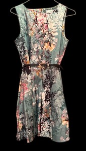 lot 441 image: Gorgeous Sleeveless Dress  Closet by London Dress with Flowers, Back Zipper and Belt