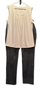 lot 436 image: Spring Is Coming White Sleeveless Shirt by Garage and Blue and Green Floral Pants by Charter Club