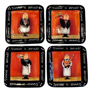 lot 361 image: Tracy Flickinger 4 Unique Square Luncheon Plates
