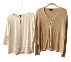 lot 466 image: Pretty Neutral Tone Ann Taylor Cardigan  Short Sleeve Top