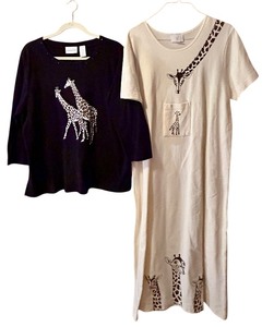 lot 446 image: Whimsical Giraffe Shirt by Alfred Dunner and Long Dress, XL