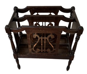 lot 313 image: Vintage Dark Wood Book  Magazine Stand