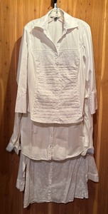 lot 86 image: Three Dress Shirts in White by Zac & Rachel, Classic Elements and More