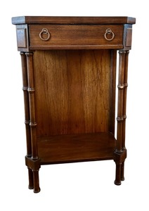 lot 200A image: Vintage Faux Bamboo End Table  Accent Table