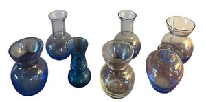 lot 207 image: Variety of Petite Glass Vases in Hues of Blues