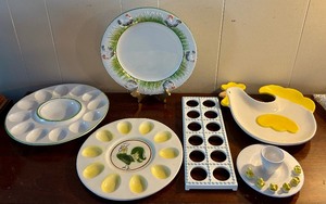 lot 202 image: Easter is Here Great Collection of Egg Platters  Dishes