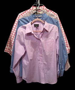 lot 212 image: Four Foxcroft Button Dress Shirts, Two Solid and Two Multi Colors