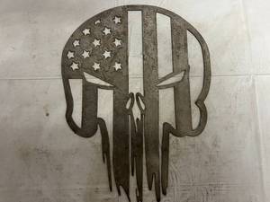 lot 14 image: Skull Flag Laser Cut Metal Sign